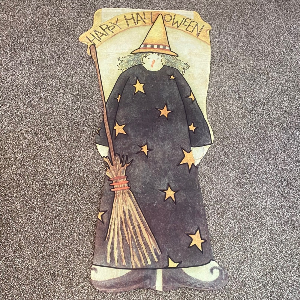 Debbie Mumm Toland Halloween Witch House Flag Large Banner 51x25 Primitive Decor